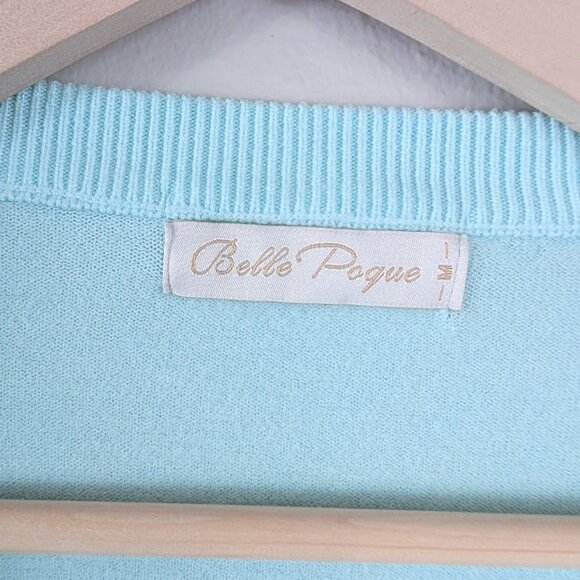 Red Blue Embroidered Cherry Pattern Cropped Cardigan Twee Coquette Dollette Sz M - Picture 5 of 8